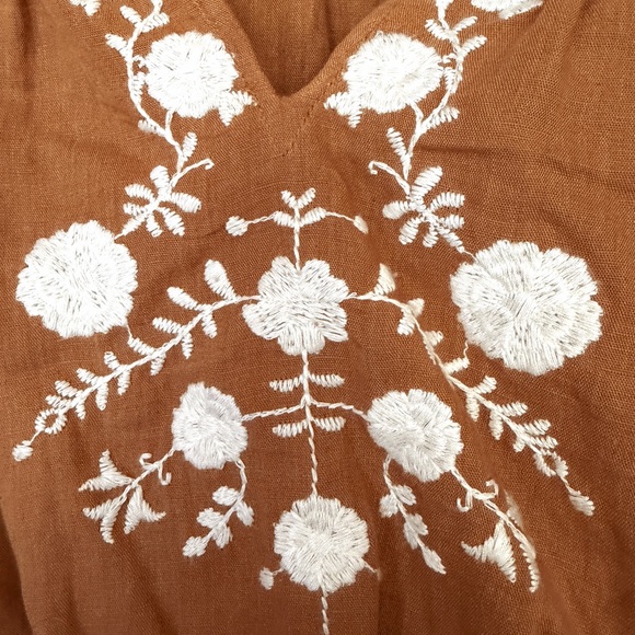 Sezane | Marru Embroidered Blouse Camel/Ecru - 6/38 - Picture 6 of 8